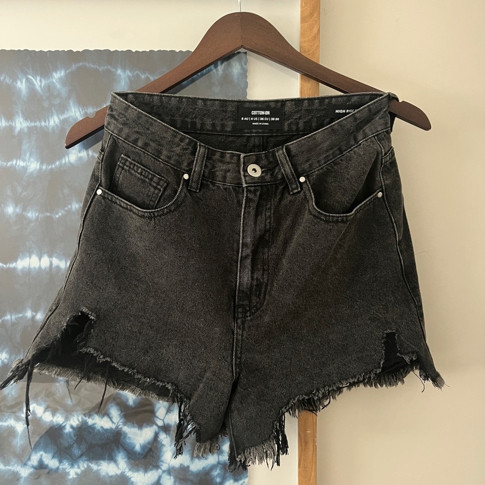 Cotton On High Rise Ripped Shorts